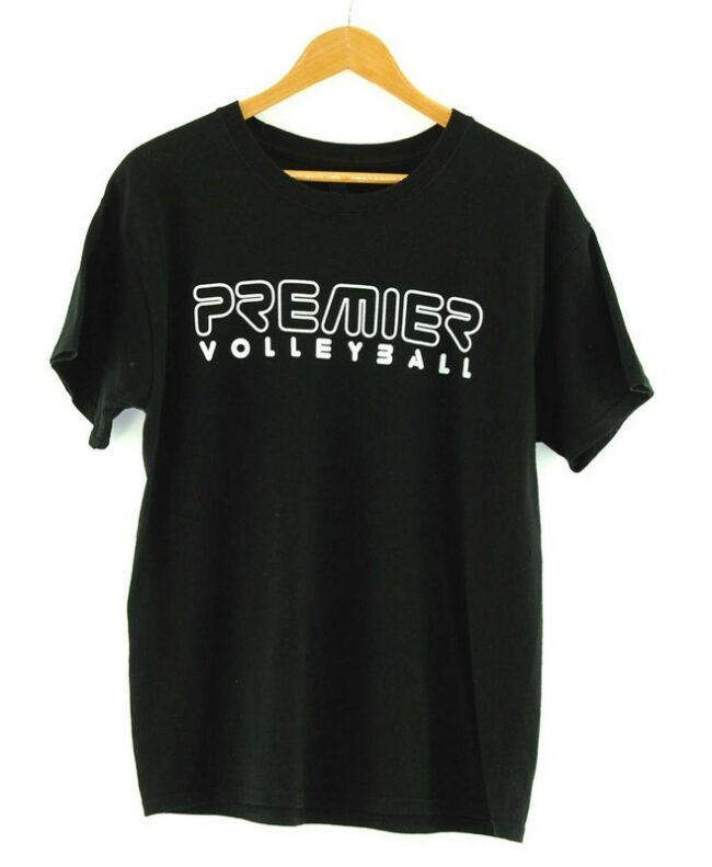 Black Cotton Volleyball Printed T Shirt