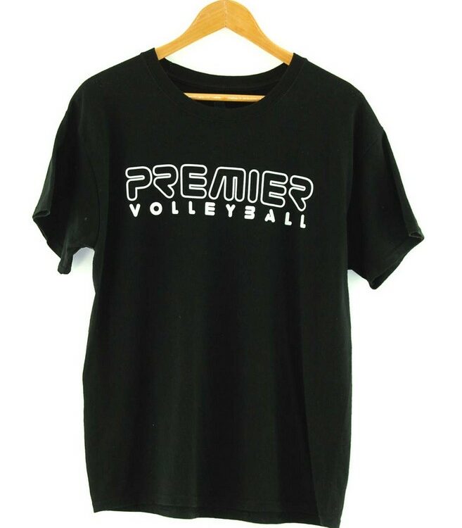 Black Cotton Volleyball Printed T Shirt