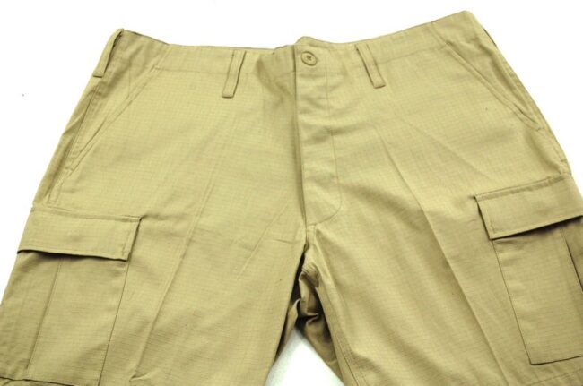 Close up of Dead Stock Mens Khaki Cargo Shorts