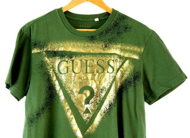 Close up of of Guess Green T Shirt