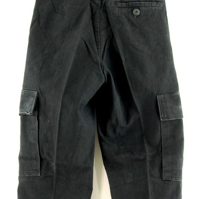 Close up of Black Army Trousers