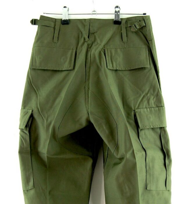 Close up of Olive Six Pocket Cargo Trousers
