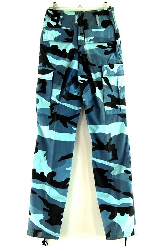 Back of Ladies Blue Army Woodland Camo Pants