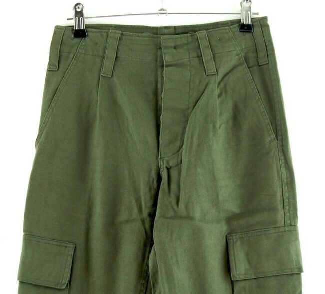 Close up front of Olive Green Army Pants