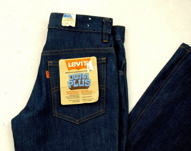 Close up of 70s Deadstock Levis Jeans Dura Plus Bell Bottom