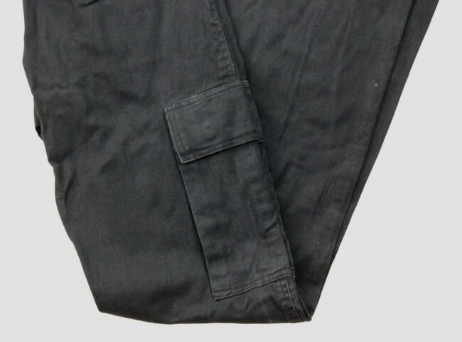Close up of Black Vintage Army Trousers