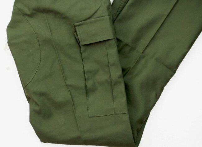 Close up of Olive Vintage Army Trousers