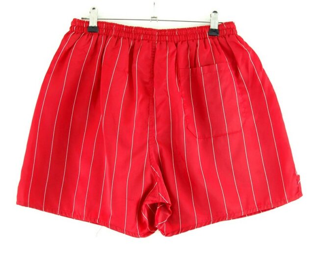 Back of Red Striped Active Shorts