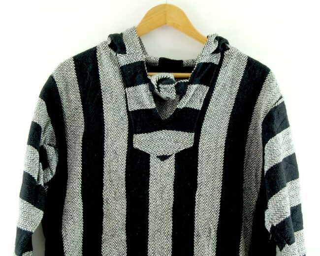Close up of Black And White Baja Hoodie