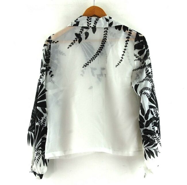 Back of Floral Print Black And White 70s Blouse