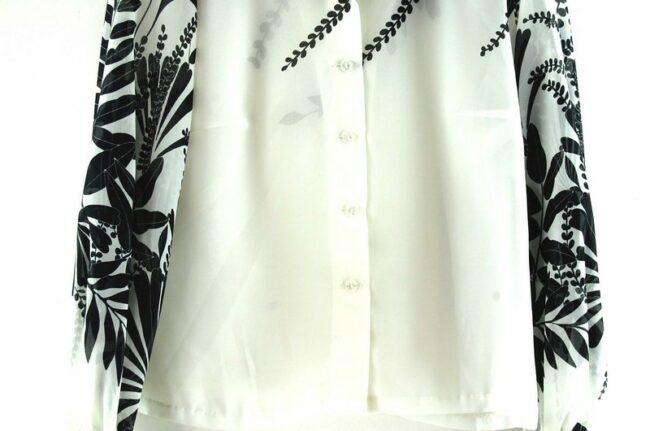 Close up Floral Print Black And White Seventies Blouse