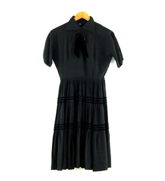 Knee Length Black 50s Dress