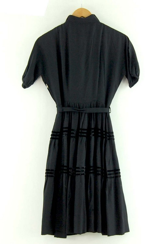 Back of Knee Length Black 50s Dress