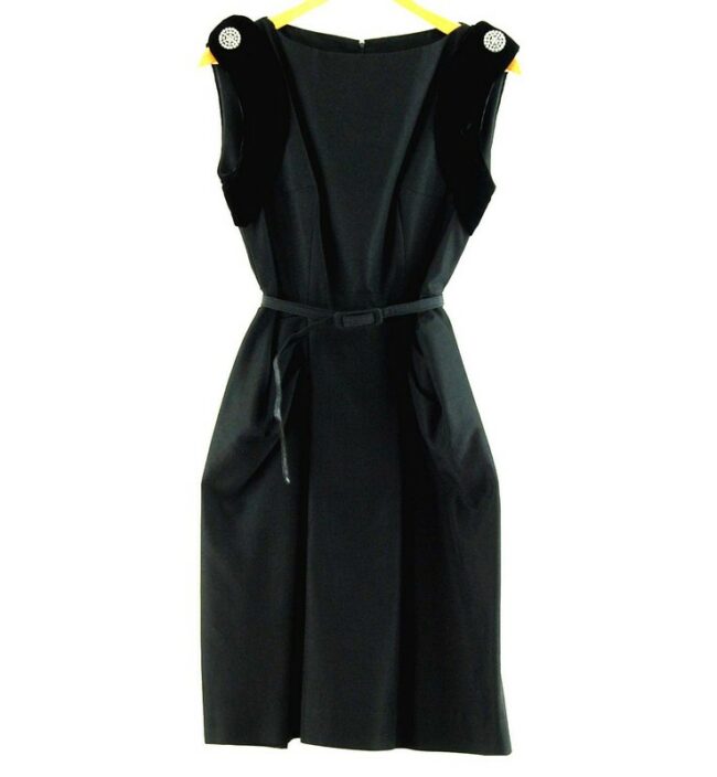 Watered Silk Black 50s Cocktail Dress With Diamante