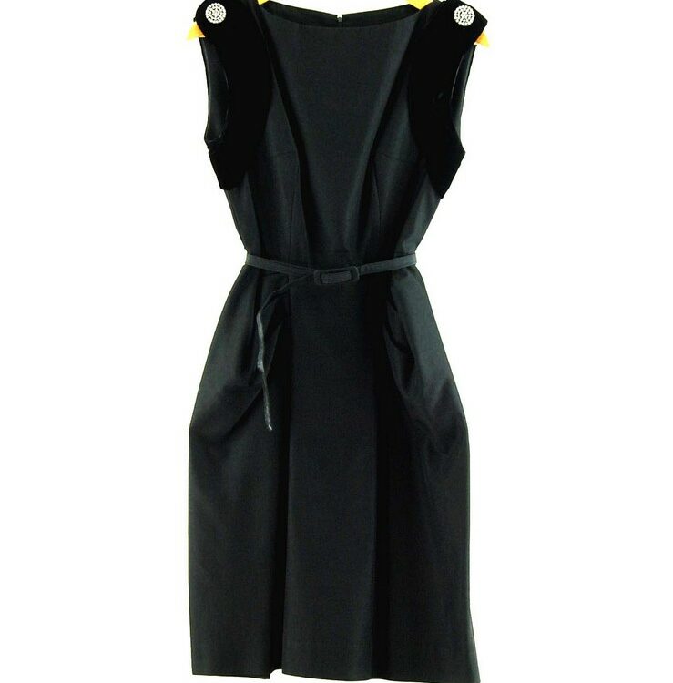 Watered Silk Black 50s Cocktail Dress With Diamante