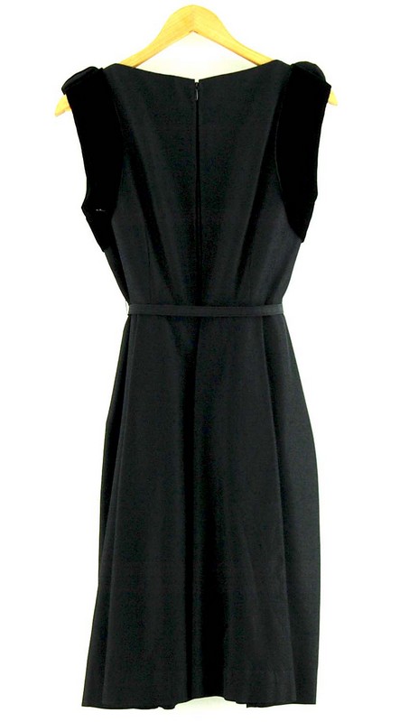 Back of Watered Silk Black 50s Cocktail Dress With Diamante