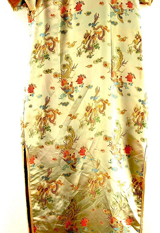 Close up of Gold Chinese Dress