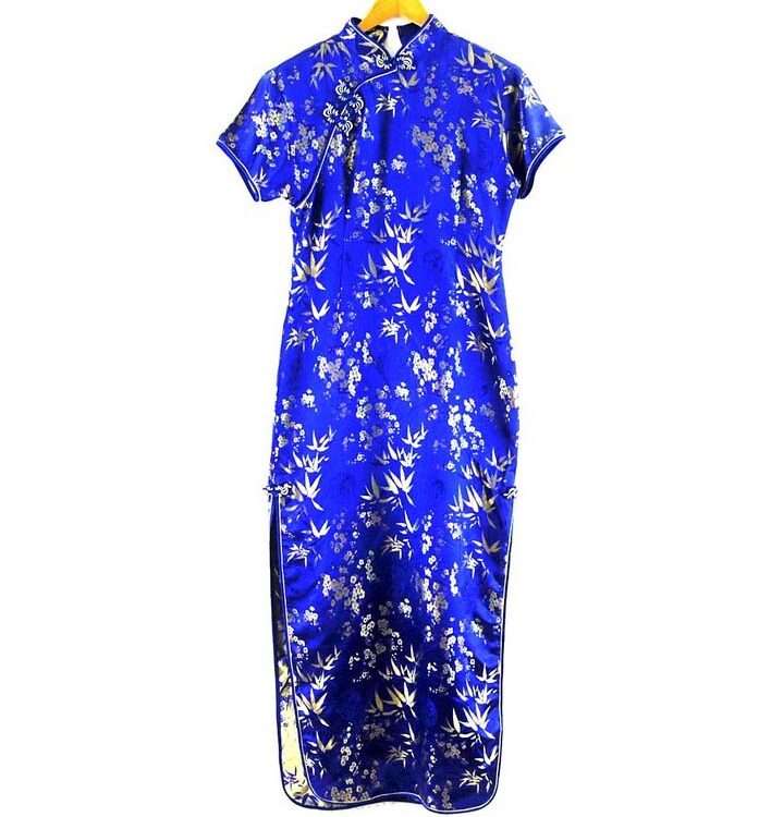 Long Blue Chinese Dress