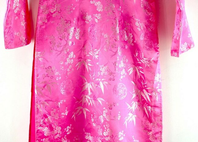 Close up of Pink Cherry Blossom Chinese Dress For Ladies