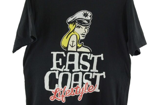 Close up of East Coast Black Graphic Tee Men