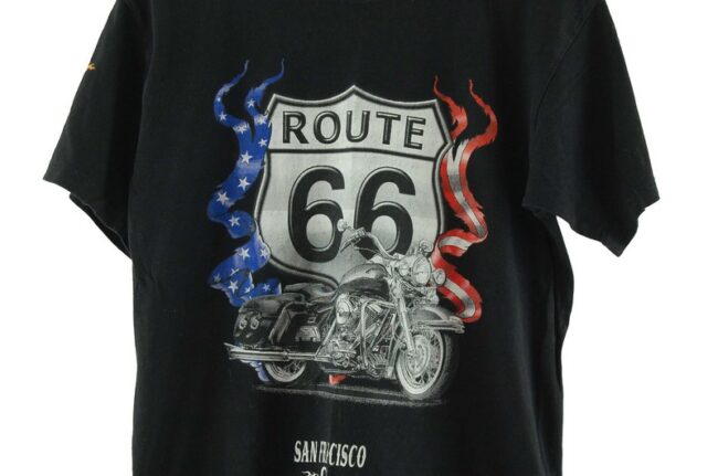 Close up of Route 66 Mens Black Tee