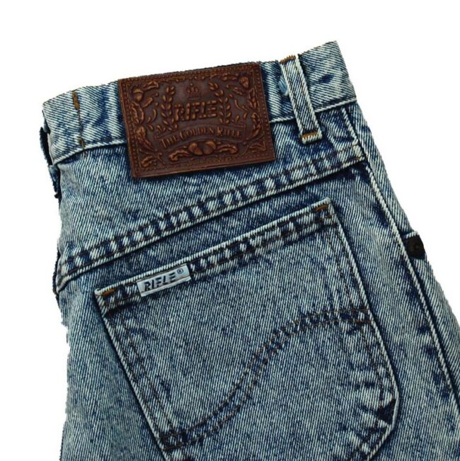 Back of Rifle Acid Wash Denim Jeans