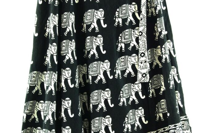 Close up of Elephants Wrap Tie Maxi Skirt