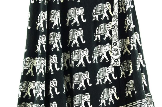 Close up of Elephants Wrap Tie Maxi Skirt