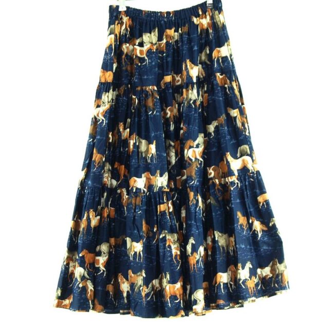 Horse Print Vintage Tiered Skirt