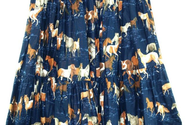 Close up of Horse Print Vintage Tiered Skirt