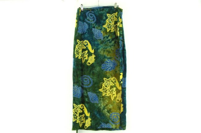 Back of Seashells Batik Wrap Skirt