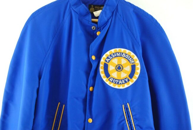 Close up of Assiniboine Rotary Club Nylon Bomber Jacket