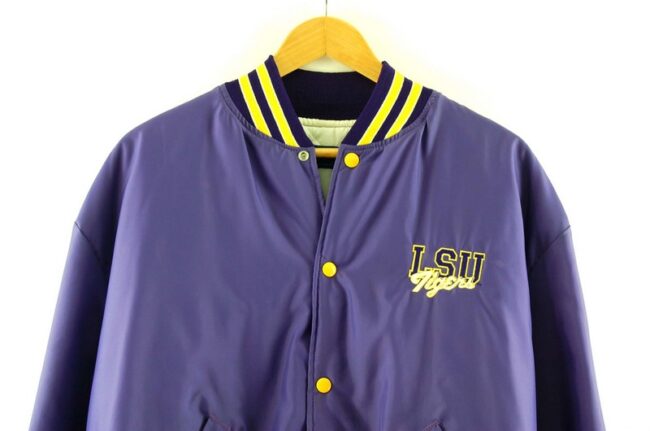 Close up of LSU Tigers USA Bomber Jacket