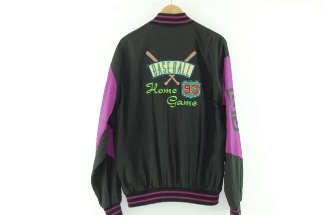 Back of Black Nylon Baseball Jacket