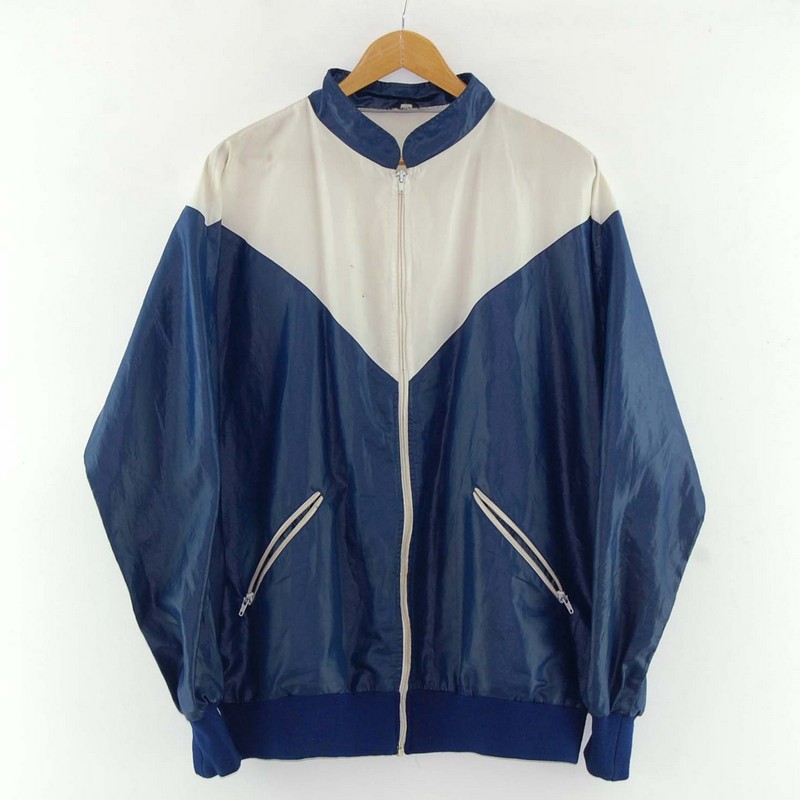 Blue And White Windbreaker - UK Size XXL - Blue 17 Vintage Clothing