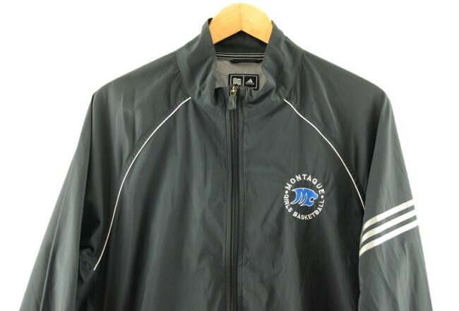 Close up of Montague Girls Basketball Black Adidas Windbreaker