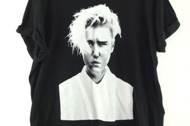 Close up of Justin Bieber Purpose Tour Black Tee