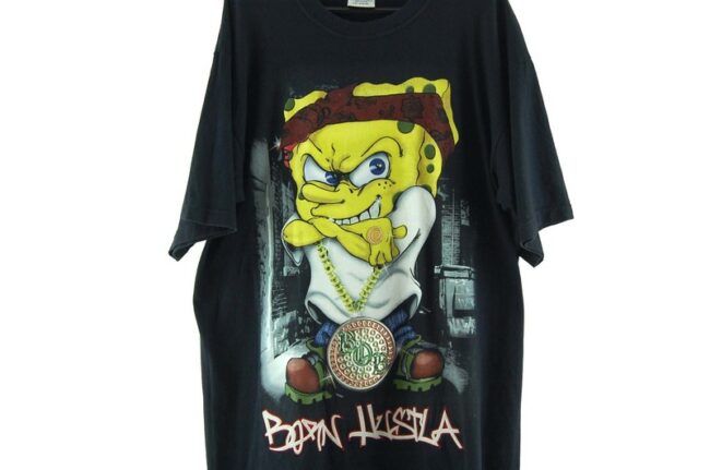 Close up Spongebob Born Hustla Black Tee