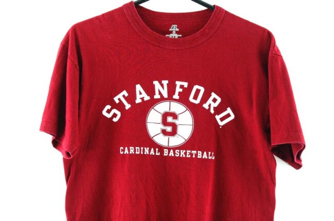 Close up of Stanford Basketball Burgundy Tee