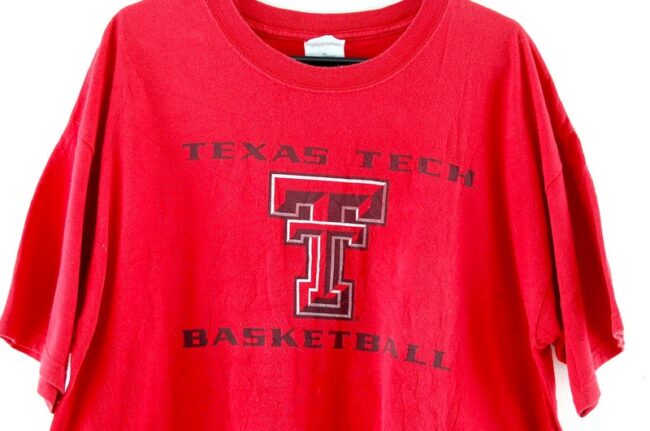 Close up of Texas Tech Basketball Tee