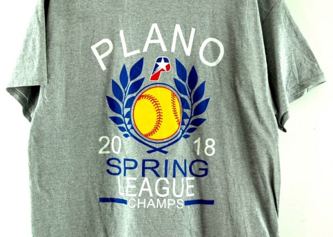 Close up of Plano Spring League Champs 2018 Grey Tee