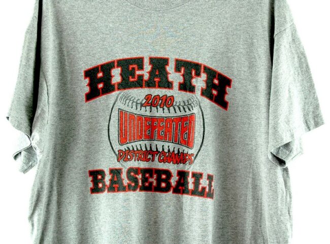 Close up of Heath Baseball 2010 Grey Tee