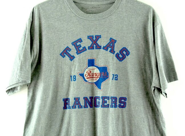 Close up of Texas Rangers Grey Tee