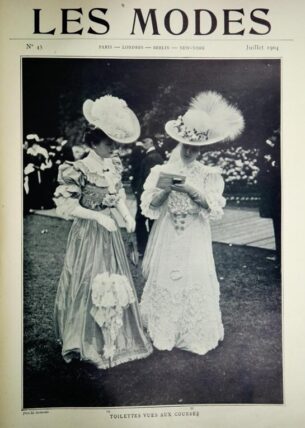 1900s haute couture - Models at the Longchamp Races, 1904, on the cover of Les Modes Magazine. Image copyright free.