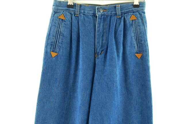 Front of Blue Denim High Waisted Jeans