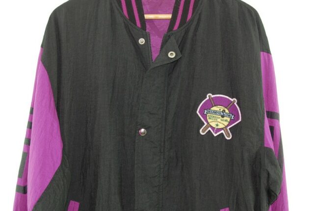 Close up of Black Nylon Baseball Jacket