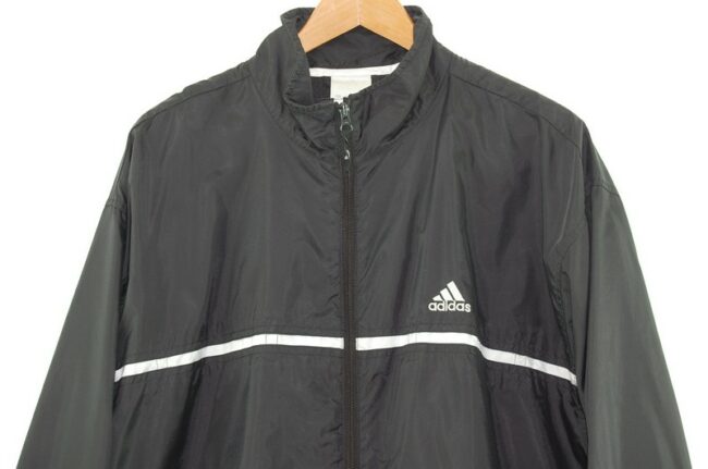 Close up of Black Adidas Windbreaker Jacket