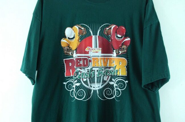 Close up of Red River Cash Bash Green Tee