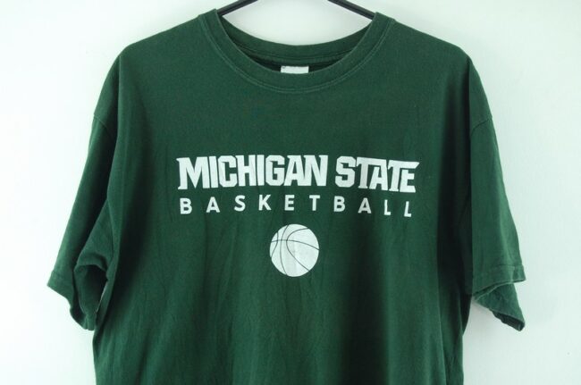 Close up of Michigan State Green Tee