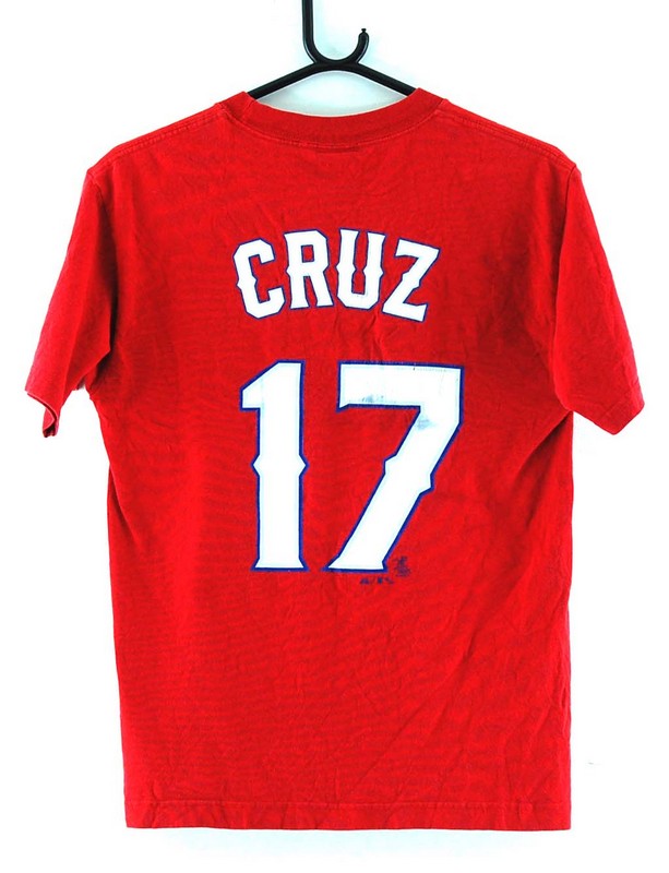 Back of Texas Rangers Baseball Cruz 17 Red Tee